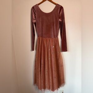 Elestory Velvet and Tulle Midi Dress, Size Large